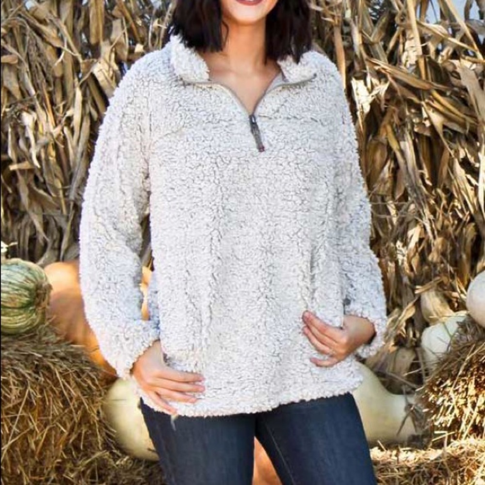 Dylan frosty tipped stadium pullover in putty